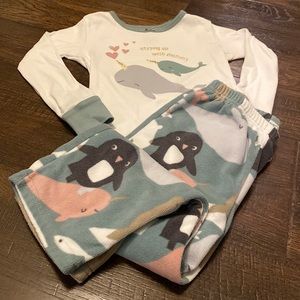 Carters 2-piece pajama narwhal mommy toddler girls 4T sea animals fall winter